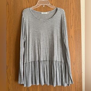 Ginger G Black and Gray Striped Tunic